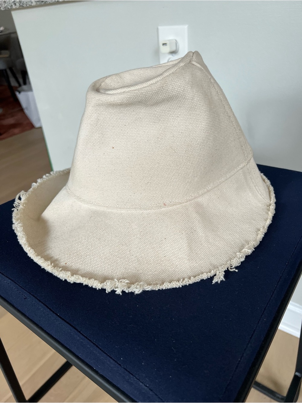 Cream Frayed-Edge Bucket Hat - Women Accessories